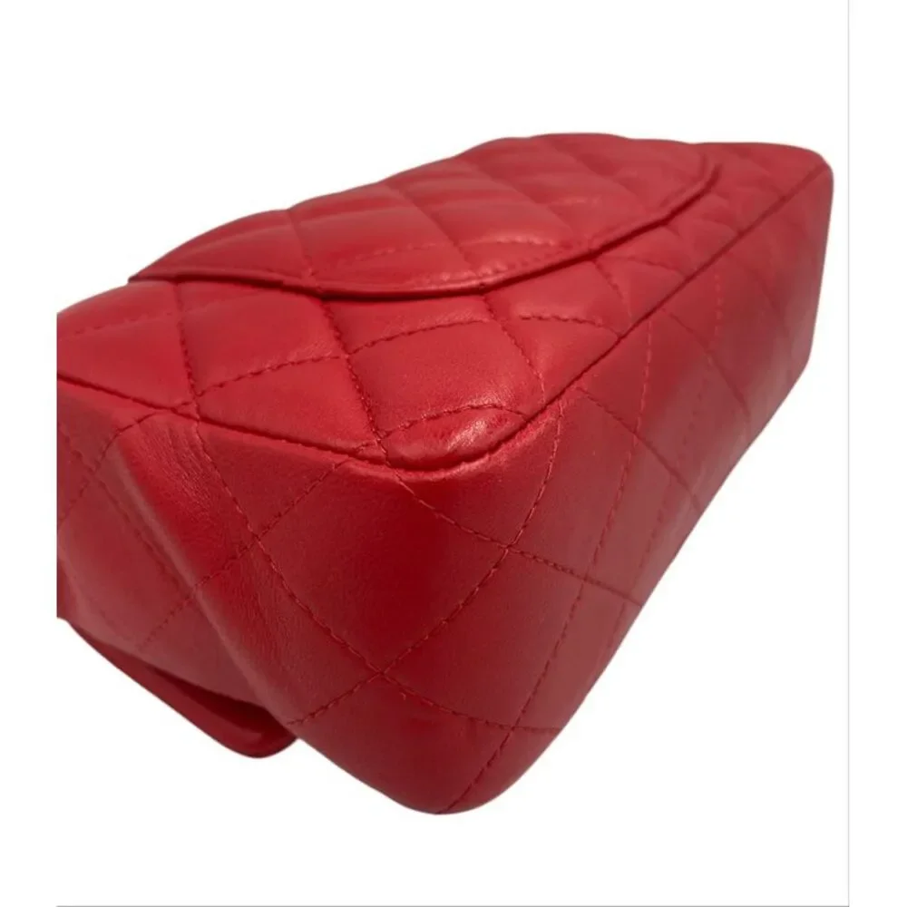 Chanel Classic Double Flap Small Red Lambskin Gold